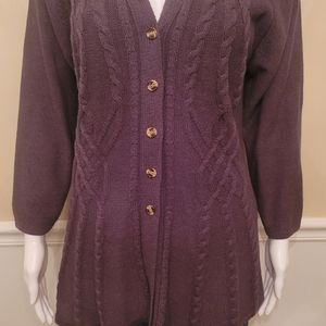 CARDIGAN SWEATER WITH PEPLUM BY LAURA SCOTT, Sz PM